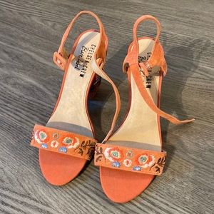 Chelsea Crew Black Label Coral Feisty Suede Heel Sandal